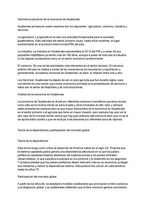 Sectores Productivos De La Economía De Guatemala