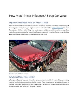 How Metal Prices Influence A Scrap Car Value