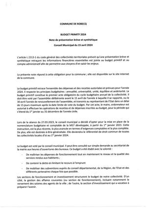 Budget 2024 Synthèse