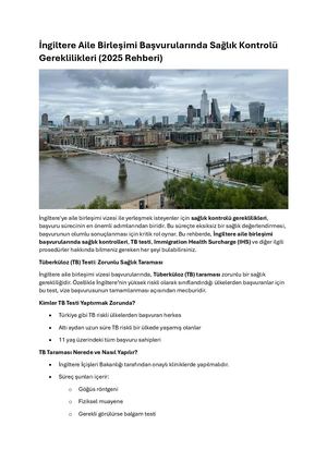 İngiltere Aile Birleşimi Başvurularında Sağlık Kontrolü Gereklilikleri