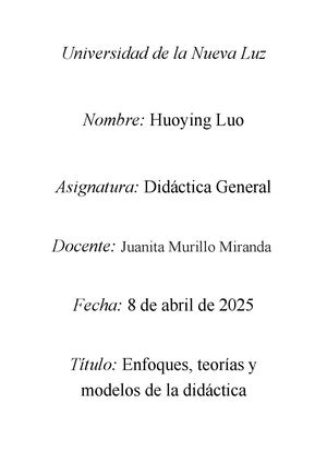 Enfoques, Teorías Y Modelos De La Didáctica