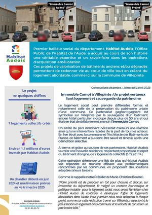 Communiqué Habitat Audois Villepinte Immeuble Carnot 2 Avril 2025