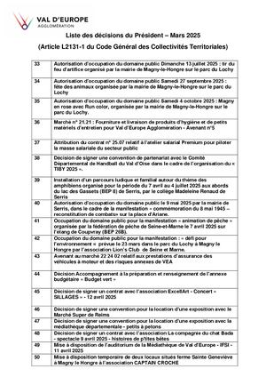 03/2025 - DÉCISIONS DU PRÉSIDENT