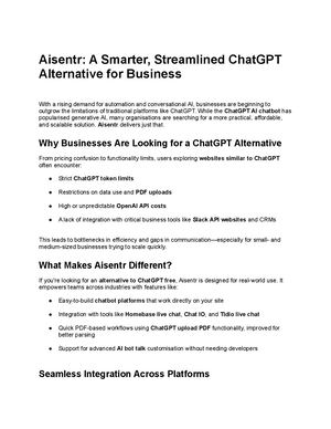 Aisentr A Smarter, Streamlined Chat Gpt Alternative For Business