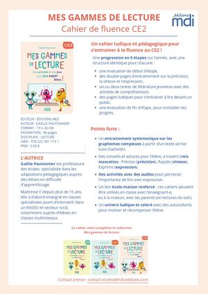 Mes gammes De Lecture CE2 - Communiqué