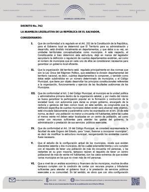 Ley Especial Para La Reestructuración Municipal