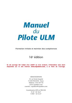 Extrait 2186 Manuel du Pilote ULM  - 16e édition