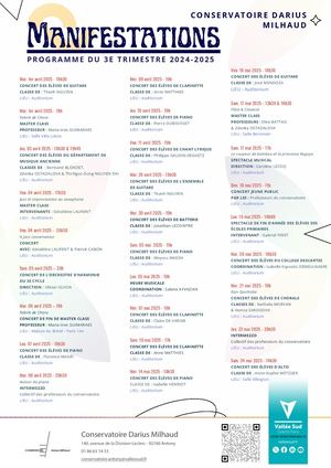 programme Conservatoire Darius Milhaud - Antony -  avril à Juillet 2025
