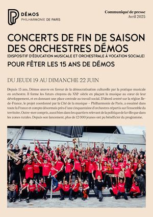 CP CONCERTS DE FIN DE SAISON DES ORCHESTRES DÉMOS