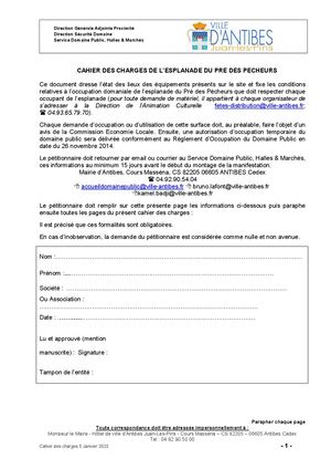 Cahier Des Charges Esplanade Pre Des Pecheurs