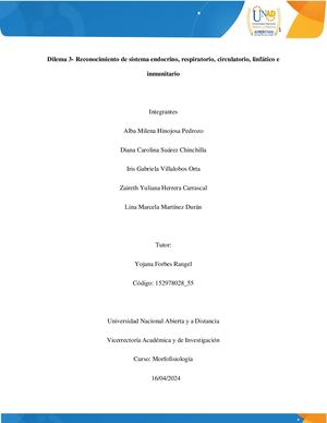 Dilema 3 Reconocimiento de Sistema Endocrino, Respiratorio, Circulatorio, Linfático e Inmunitario