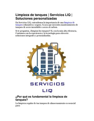Limpieza De Tanques Servicios Liq Soluciones Personalizadas