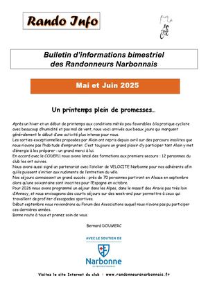 Rando Info De Mai Et Juin 2025