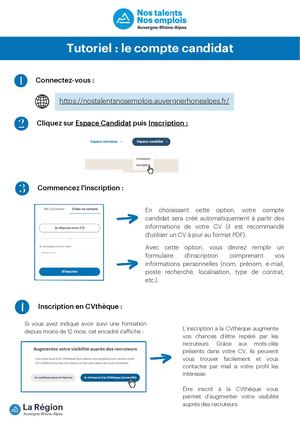 Tutoriels NOS TALENTS NOS EMPLOIS : le compte candidat