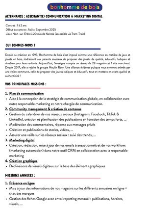 Offre Alternance Communication Marketing