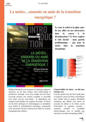 La Météo…ennemie Ou Amie De La Transition éNergétique Cortex Sciences 2025