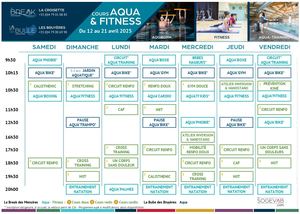 Planning Aqua Fitness Les Menuires 2024 25