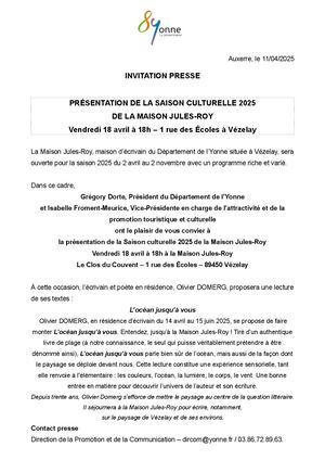 présentation de la saison culturelle 2025 de la Maison Jules Roy