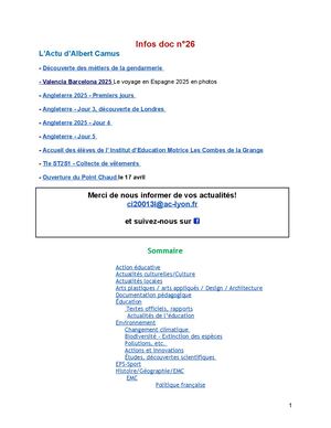 Infos Doc n°26 2024-2025