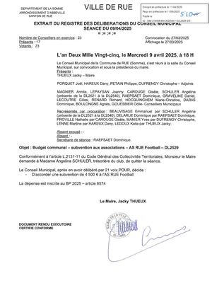 DL2529 Subvention AS RUE Football