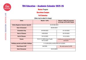 Master Calendar Barcelona Exchange
