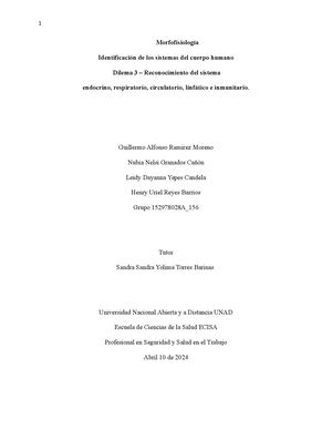 Morfofisiología Dilema 3 – Reconocimiento Sist Endoc Resp Circ Linf Inmu