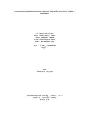 Dilema 3 Reconocimiento De Sistema Endocrino, Respiratorio, Circulatorio, Linfático E Inmunitario