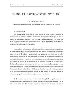 ANALISIS BIOMECANICO EN NATACION