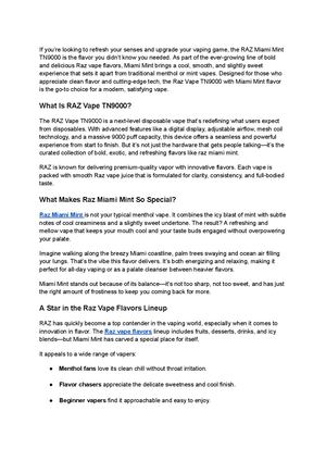 Stay Cool with Miami Mint – RAZ Vape TN9000: The Ultimate Chill Experience