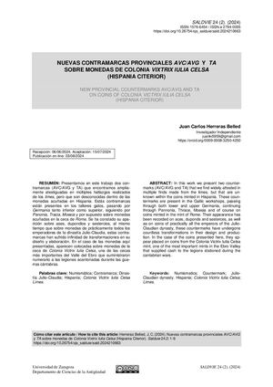 Nuevas Contramarcas Avg Avc Y Ta Sobre Monedas De La Colonia Victrix Iulia Celsa