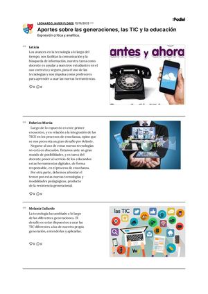 Padlet Aportes Sobre Las Generaciones Las Tic Y La Educacin
