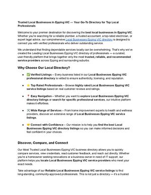 Trusted Local Businesses in Epping VIC — Your Go-To Directory for Top Local Professionals