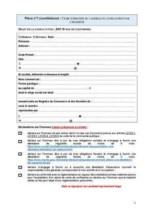 Dossier Candidature Stand Confiserie