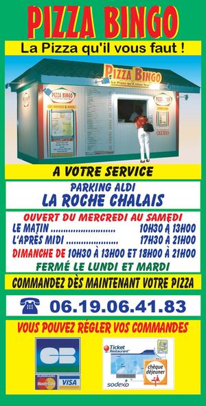 Pizza Bingo La Carte De Pizzas à La Roche Chalais