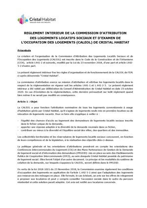 Règlement Commission D'attributions