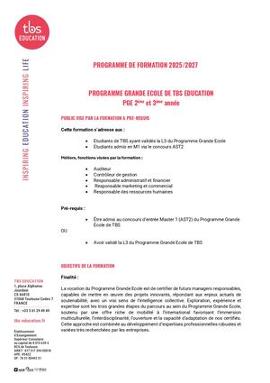 Programme De Formation M1 PGE 2025 2027