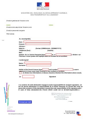 Formulaire D'attestation De Non Incident, Non Accident