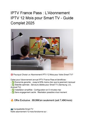 Abonnement IPTV 12 Mois pour Smart TV - Guide Complet 2025