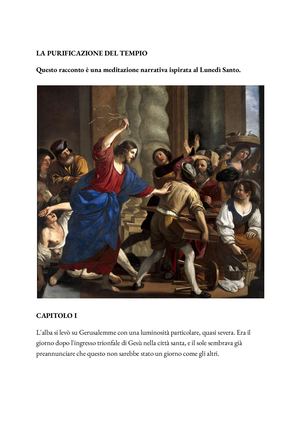 UNA MEDITAZIONE NARRATIVA SUL LUNEDÌ SANTO LA PURIFICAZIONE DEL TEMPIO