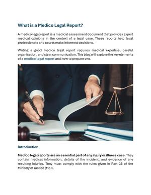 What Is A Medico Legal Report?