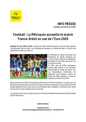 Football : La Métropole accueille le match France-Brésil en vue de l’Euro 2025