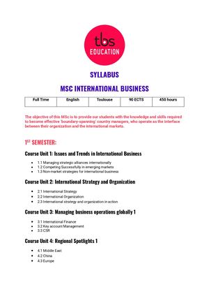 Syllabus Msc International Business