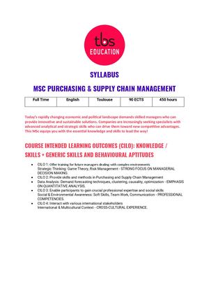2025 Syllabus Purchasing & Supply Chain Management