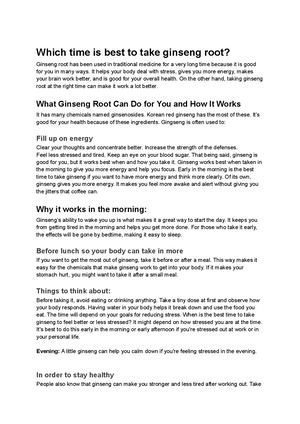 Which Time Is Best To Take Ginseng Root?