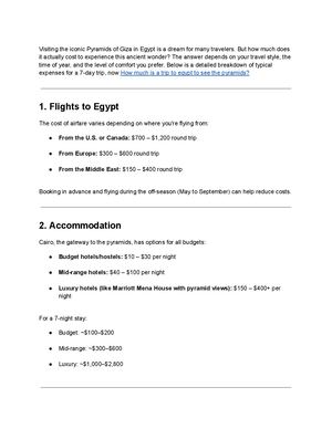 How Much Is A Trip To Egypt To See The Pyramids