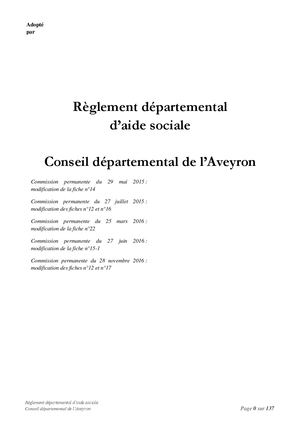 Règlement départemental d'aide sociale - Aveyron