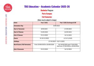 Bachelor Calendar Paris Exchange