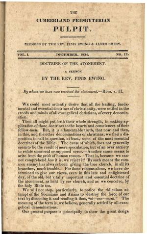 Cumberland Presbyterian Pulpit 183412 Doctrine Of The Atonement