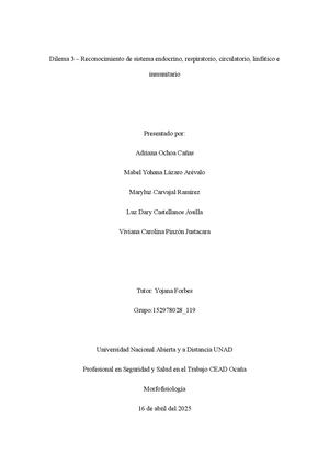 Dilema 3 Reconocimiento De Sistema Endocrino, Respiratorio,circulatorio,linfatico E Inmunitario