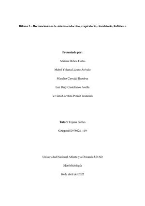 Dilema 3 Reconocimiento Sistema Endocrino Respiratorio Circulatorio Linfatico Inmunitario